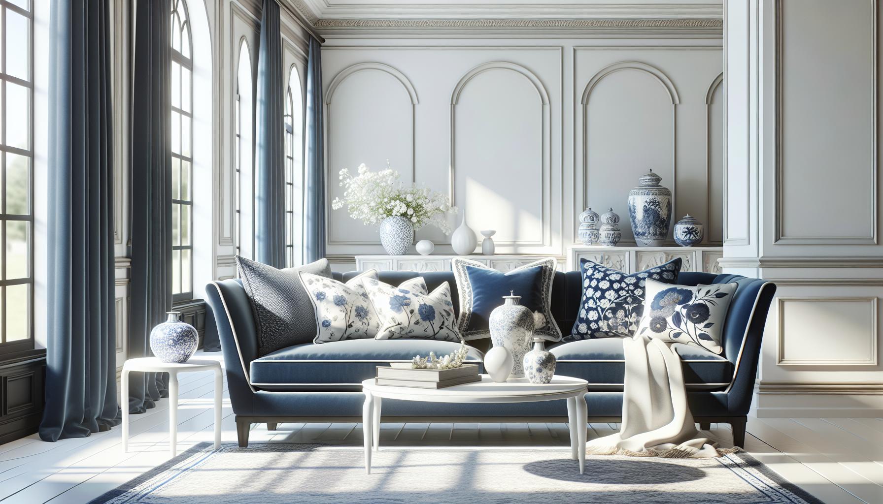 blue and white home decor